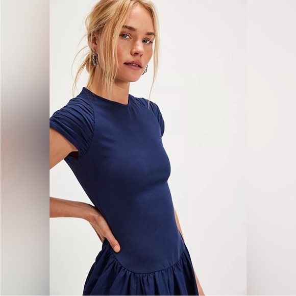 *NWT* Free People Afternoon Elegance Midi Dress in Indigo Pura - Picture 4 of 8